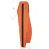 Nieuwe vrouwen brief print broek kant zwarte streep oranje broek lente herfst hoge kwaliteit elastische casual rechte oranje broek q0801