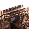 RH Fashion Boho Armband Schmuck Gemischte Natursteine/Kristall und Stein Charme 5 Stränge Frauen Wrap Armbänder Drop