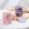 Mugs Kawaii Strawberry Coffee Cup Ceramic Original Creative Tea Milk Juice Beer Water With Straw Lid Drinkware Gift