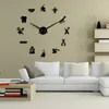 Horloges murales créatives Super grand bricolage horloge stéréo Art miroir autocollants pour cuisine Table calmar