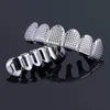 Men's Hip Hop TeethGrillz Fang Top Bottom teeth Grillzs Set Hollow Teeth Grillz Rapper Jewelry Gold Black Rose