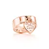 Cluster Rings 2021 TIF 925 Sterling Silver Women's Luxurious Heart-shaped Rose Gold Ring Fashion Ring Classic Locked Her Heart169P