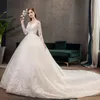 Nuovo abito da sposa vintage a maniche lunghe con scollo a V Illusion Semplice ricamo in pizzo Abito da sposa su misura Vestido De Noiva