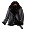 Aigo inverno casaco espessura faux couro pele pele de carneiro feminino outwear casaco feminino 210916