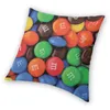 Kudde / Dekorativ kudde M och M's Pattern Case for Living Room Retro Candy Chocolate Modern Sofa Kudde Cover Velvet Pillowcase Hem Deco