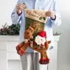 Santa Claus Snowman Riding Deer Christmas Stockings Creative Home Fireplace Decorations Socks Kids Gift Bags Candy Holder