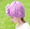 Gorro infantil de inverno, gorro para crianças pequenas, bebês, meninas, quente, crochê, tricô, arco, chapéus DD261