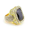 Bande colorée gemmes diamant marque bijoux mode Hip Hop Style 18 carats plaque d'or anneaux pour Men2793504