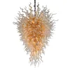 Lampes LED de couleur ambre lustres modernes en cristal décoration de la maison éclairage suspendu lustre en verre soufflé à la main lumières