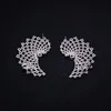 Stud Godki Luxury Design Marvelous Cubic Zircon Flower Ear Bone Cuff Earring 3cm * 4cm