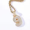 18K Gold ARABIC BENDANT ICED OUT NETLACE 60CM سلسلة الهيب هوب المجوهر