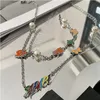 2021 Original Cool Street Hip-Hop Style Butterfly Pearl Stitching Necklace Cactus Flame Clavicle Chain Jewelry Accessories