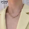 VKME Fashion Thick Gold Chain Necklace For Women Vintage Geometric Chains Link Toggle Clasp Choker Necklaces Trendy 2021 Jewelry G1213