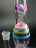 Bright Colorful Glass Bubbler Bong Hookahs 14" inch Tall 18.8mm Joint Size Straight Type Recycler Water Pipes Porcelain for Smoking