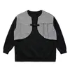 Men's Hoodies & Sweatshirts Men Trend Fashion Streetwear Hip Hop Loose Pullover Tops Autumn Plaid Vest Splice Sweatshirt