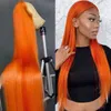 #360 Copper Red Orange Lace Front Wigs Synthetic Glueless Long Straight Free Part Half Hand Tied Replacement Synthetics lacefront wig