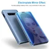 Smart Mirror Flip Phone Fodral för Huawei P50 P40 P20 P30 Lite Pro Y7 Y6 Y9 Prime P Smart 2021 Mate 40 30 Hon ära 20 10 8a 10i 9x Electroplated Cover