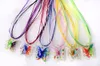 6color Fashion Necklaces Charming Butterfly Floral Hand Blown Lampwork Murano Glass Pendant Necklace Jewelry