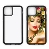 Blank 2D Sublimation TPU PC Mjuka mobiltelefonfodral för iPhone 14 13 12 Mini Pro Max 11 8 7 6S Plus XR X XS Samsung S21 S21Ultra med aluminiuminsatser