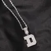 Colares Pingente Colar Com Letra Collar Baguette Letter Colar Collier Lettre Cadeia de Tênis CZ Intial Encantos Punk Hip Hop Jóias