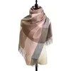 fashion winter ladi plaid tassel pashmina shawls cashmere scarf for women