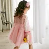 Meisje jurken kimono baby meisje kleding 2021 zomer Japanse stijl jurk afdrukken mesh splitsen baby tas peuter kinderen kostuum y5841