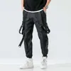 Pantalones Cargo negros de estilo Hip Hop para hombre