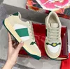 discount Italy Ace Dirty Leather Casual Shoes Green Red Stripe Luxurys Designers Canvas Embroidery technology free gifts online sale