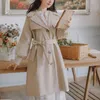 Trench-coat en Polyester pour femme, manteau à manches longues et col sur mesure, couleur unie, vêtements de Style coréen, collection automne-hiver 2022