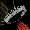 Nowy Cubic Cyrkonia Księżniczka Korona Włosów Akcesoria Cyrkon Kryształ Królewska Królowa Parada Party Headwear Biżuteria Bridal A01082 x0625