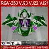 Bodyworks pour Suzuki Green BLK GLOSSY RGVT RGV 250 CC VJ23 RVG250 250CC COODLING COWLING RGV-250CC BORGUE 107HC.125 RGVT-250 VJ 23 1997 1998 RGV-250 Panel RGV250 SAPC 97 98 OEM Catériel