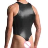 Men's Body Shapers Men's Suit Sexy Lingerie Faux Leather Latex Bodysuit Gay Underwear Stage Dancewear Corsets Men Jumpsuit Stripper PVC