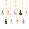 Natuurlijke edelstenen steen parfum fles ketting etherische olie diffuser hanger tijger oog amethists hart vorm sieraden