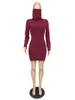 Nieuwe Groothandel Jurken Dames Bodycon Jurk Lente Lange Mouw Minirok Casual Stapelkraag Rokken Casual Effen Pakket Hippe Jurk Club Wear 6977