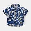 2-7T Toddler Kid Baby Boy Girls Clothes Short Sleeve Floral Shirt Boho Beach Print Party Gentleman Summer Vacation Boys 210713