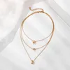 Colares de Pingente de Moda Star Star Moon Colar Colar Para Mulheres Tendência Multilayer Clavicle Chain Collares Collier Femme Jewlery