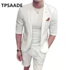 2020夏の新しいシンプルスリムフィットメンズウェディングスーツ紳士スタイルカスタム半袖メンズスーツ（コート+ショーツ）x0909