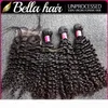 Bella Hair 8A Hair Bundles with Closure Brazilian Virgin Curly Human Hair Weaves Natural Color Extensions julienchina8626627