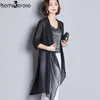 Long Black Chiffon Cardigan Summer Blue Women Kimono Cardigan Plus Size Kimono Long Blouse Female Kimonos Mujer XXXL Y2008282391310