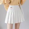Vrouwen korte geplooide Koreaanse slim fit hoge taille vaste preppy stijl rijk rokken meisjes mode mini A-lijn rok 210309