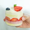 Boîtes rondes d'emballage de crème glacée aux fruits de 200ML, Mini tasses à Dessert transparentes, récipient à salade de gâteau en Mousse, fournitures de fête