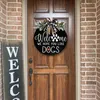 Welcome Sign Wreath Front Door Hanger with Bow 16 Inch Round Outdoor Hanging Vertical Sign Home Decoration 211104