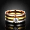 Fedi nuziali Fashion Luxury 3 colori Anel color oro per le donne Elegante anello da festa gioielli in rosa