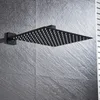 Heads Matte Black 8/10/12 inch Rainfall Ultrathin Head With Arm Bathroom Shower Accessories Wall Mounted 210309