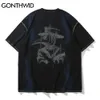 GONTHWID T-shirts Peste Docteur Tie Dye T-shirts Hip Hop Punk Rock Gothique Streetwear Hommes Mode Casual Coton À Manches Courtes Tops C0315