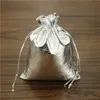 100pcs / parti 11 * 16cm Silver Golden Drawstring Organza Pouch Bag / Smycken Bagchristmas / Wedding Gift Bag