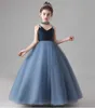 Flower Girl Princess Dress Velvet Fluffy Tulle Party Evening Ball Gown Performance Wear Modell Show E2 210610