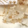 Set di orecchini pendenti con nappe e perle imitate della Boemia per gioielli da donna con orecchini pendenti a forma di cuore irregolare a forma di cuore vintage