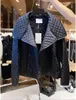 Fashion-Women's jacket fashion new big V-neck cotton plaid coat bright leather edging large pockets long-sleeved shirt jacket