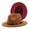 Cappello Fedora in lana di alta qualità da uomo patchwork classico stile Fedora a tesa larga da donna autunno inverno popolare cappelli da cowboy jazz